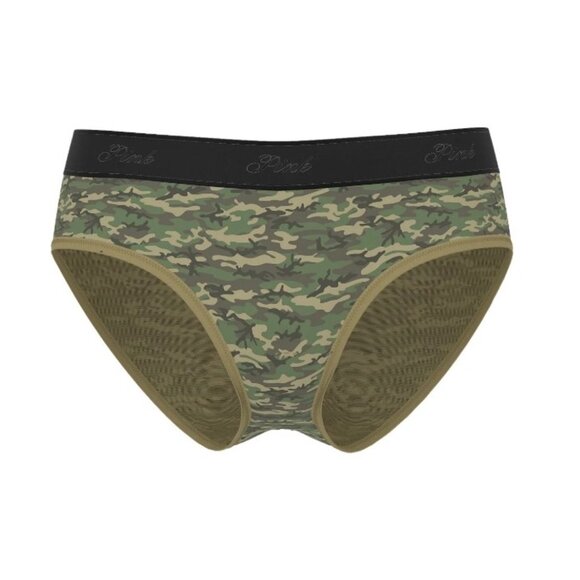 Victoria Secret PINK Logo Mesh Hiphugger Panty Size SMALL Camo print Green Sheer - Picture 5 of 5